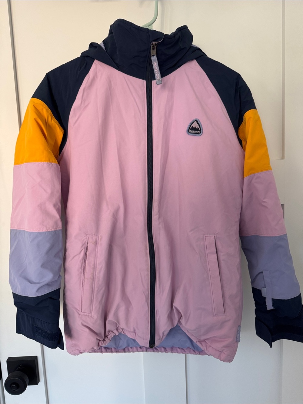Burton Kids Colorblock Hooded Puffer Jacket - Pink, Yellow, Blue